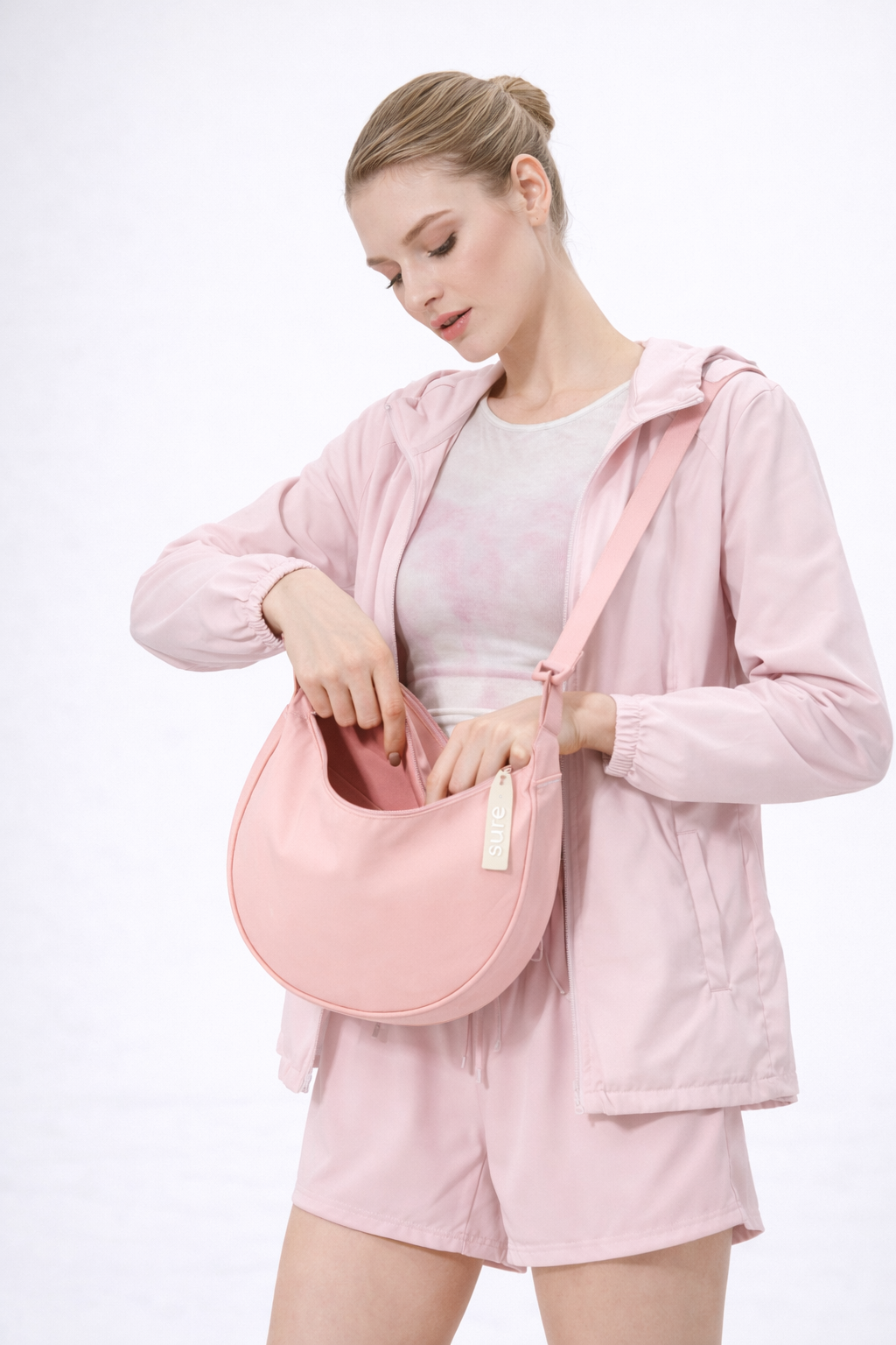 Сумка текстильная полукруглая кросс-боди