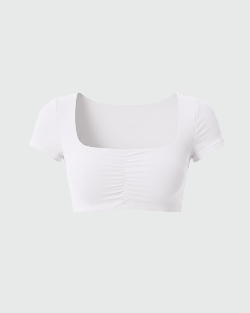 Топ с коротким рукавом со сборкой на груди