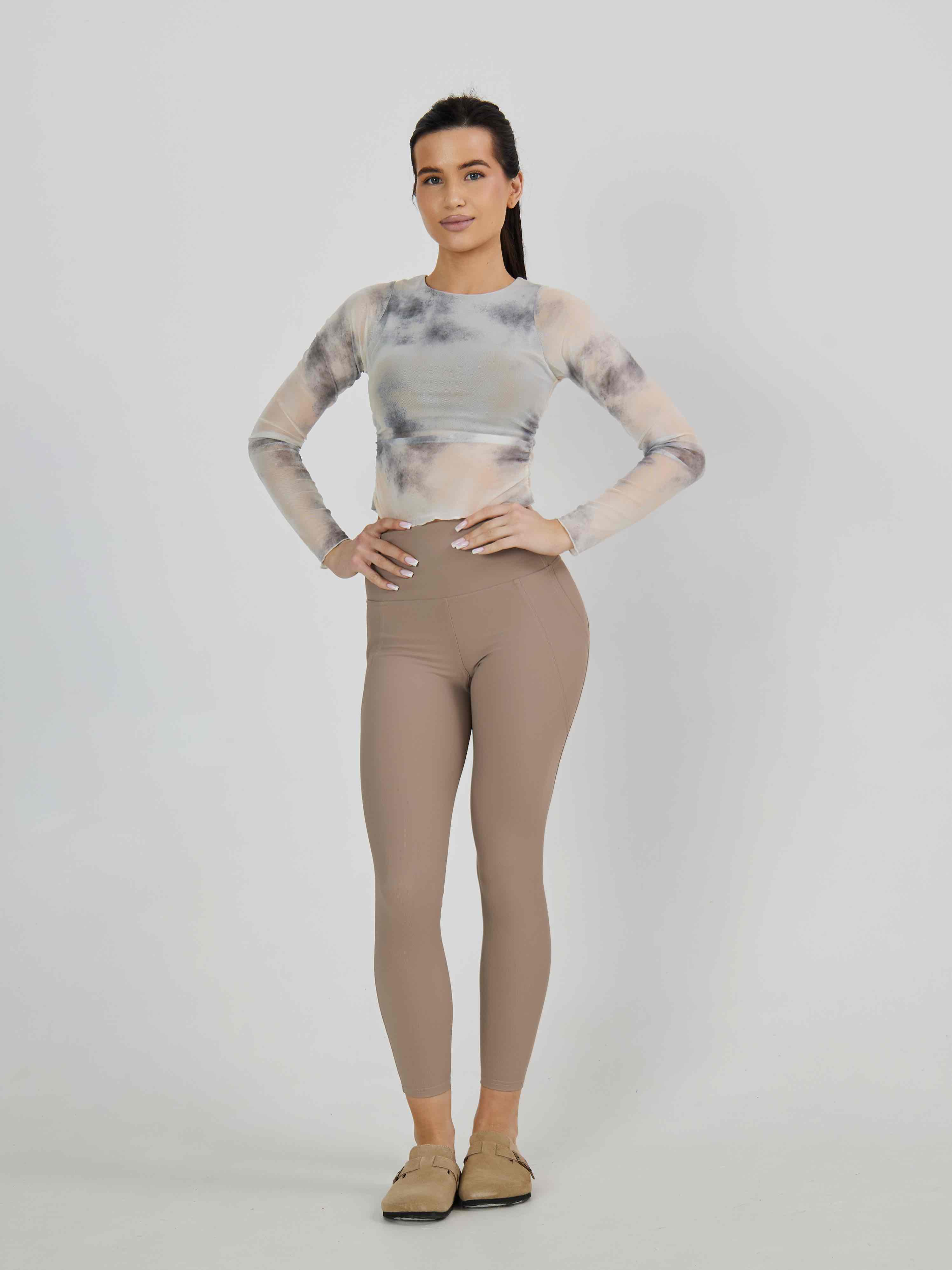 Леггинсы ультра-стретч в рубчик с боковыми карманами