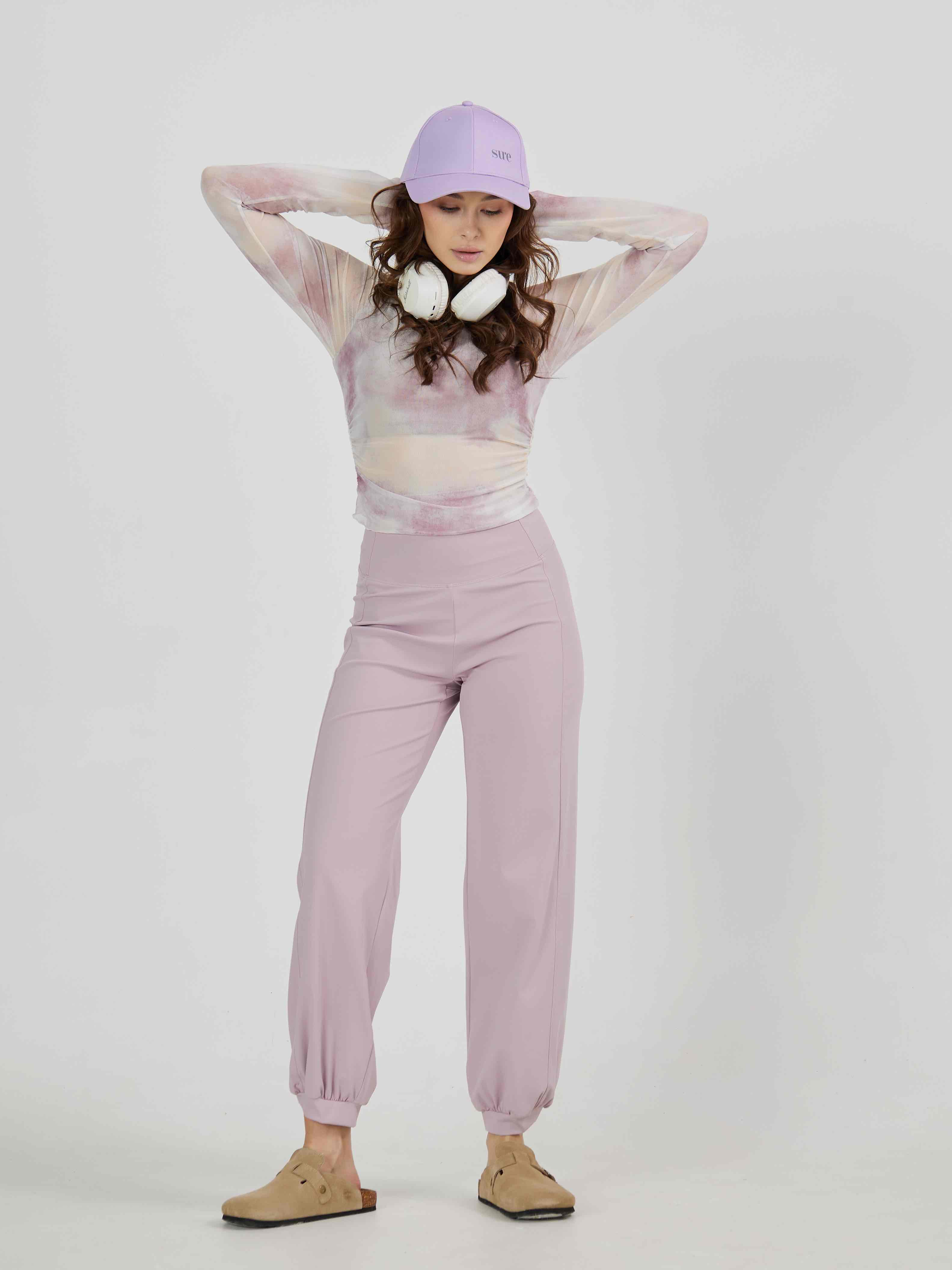 Лонгслив из сетки в технике tye-die с встроенным топом