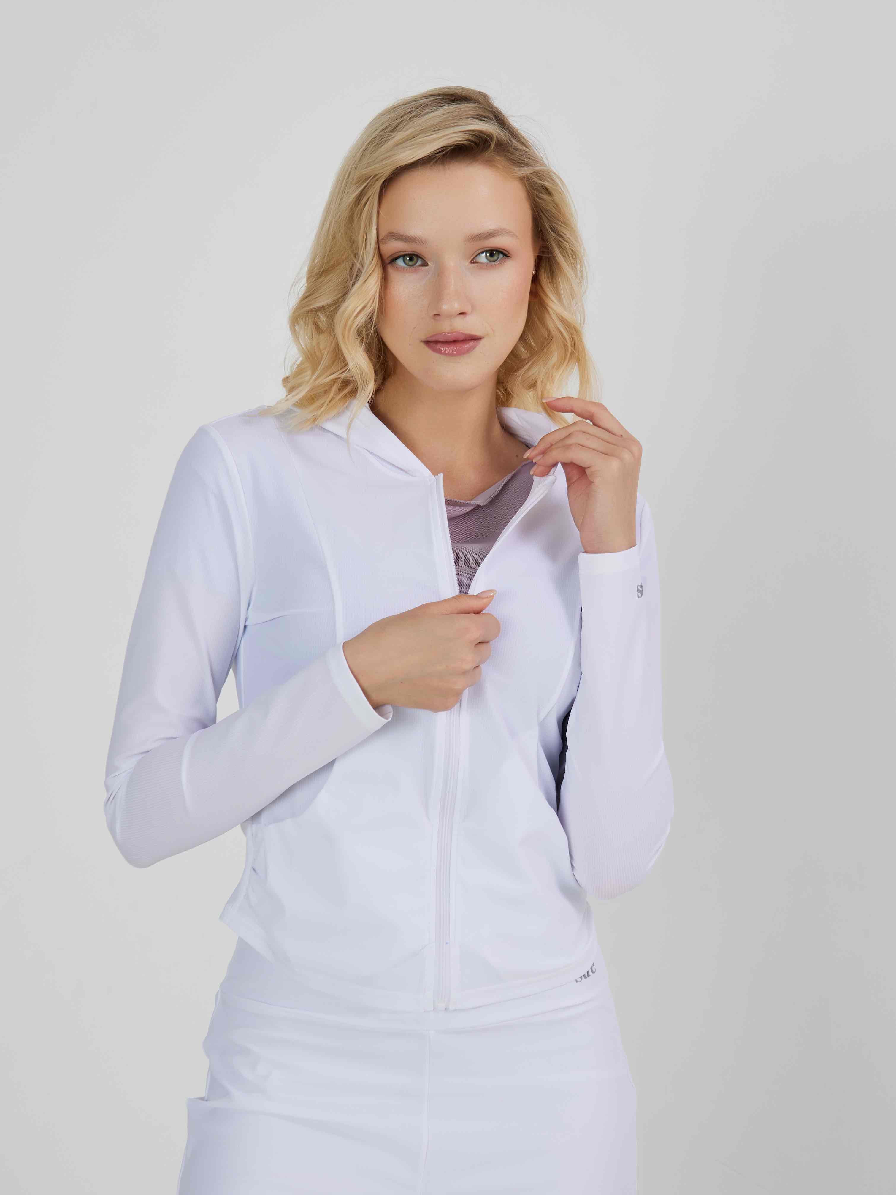 Рашгард на молнии с карманами, из тонкой ткани в клеточку SPF50, приталенного силуэта