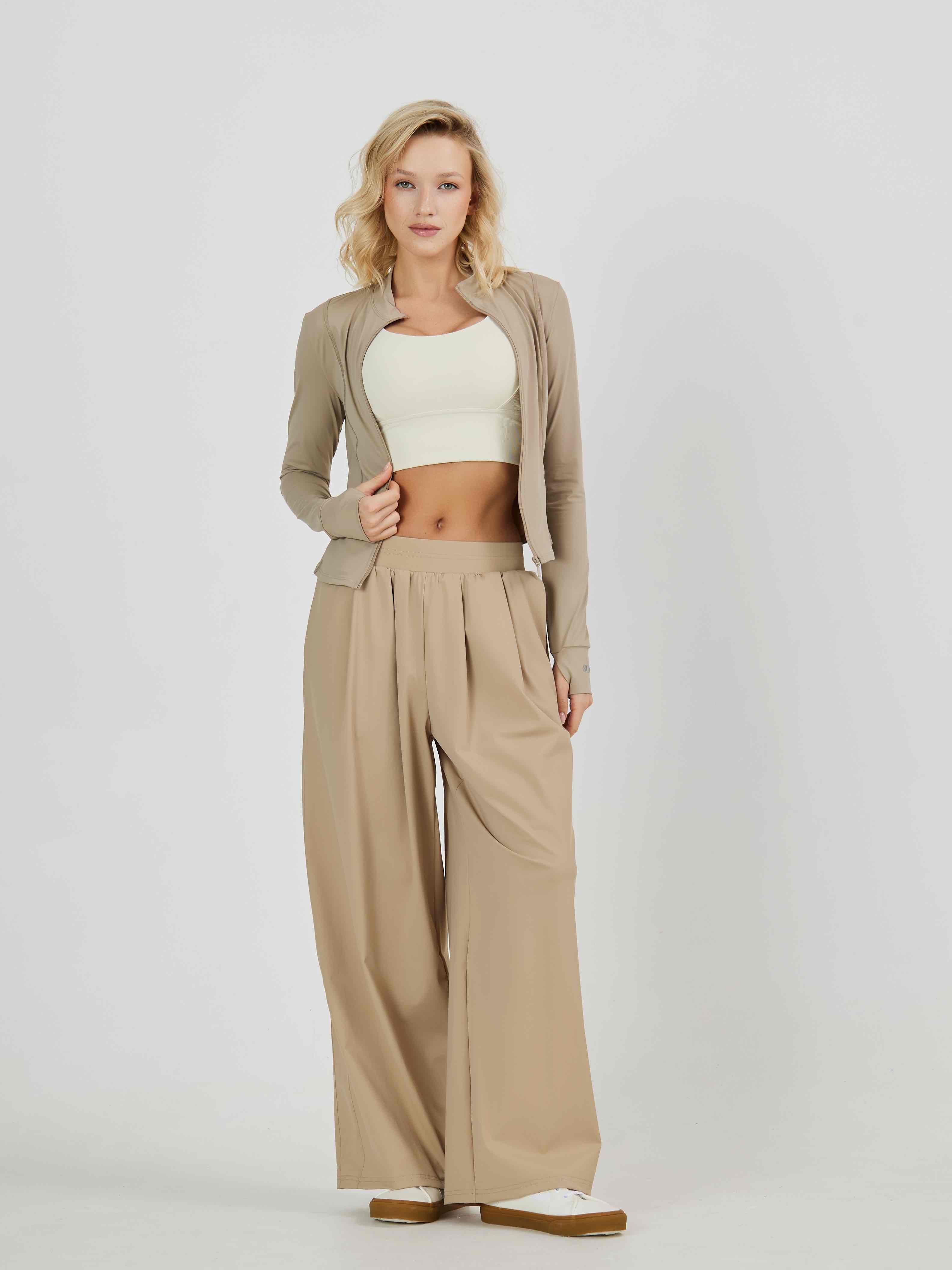 Брюки на резинке широкие из тонкой ткани SPF50