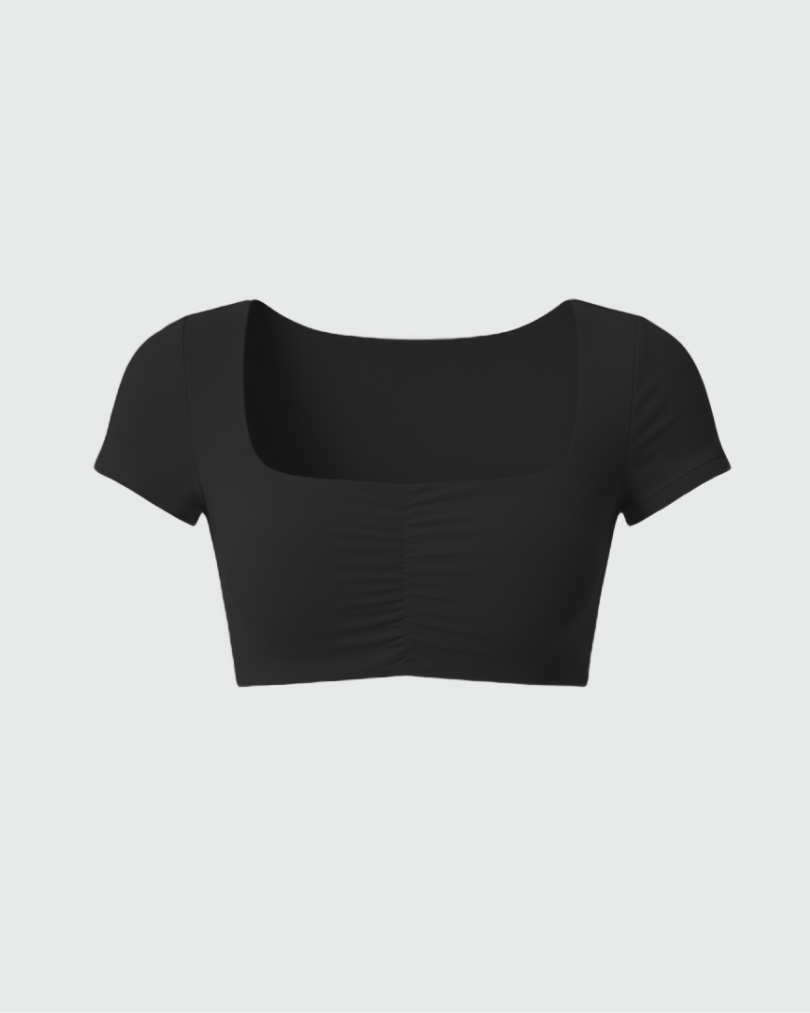 Топ с коротким рукавом со сборкой на груди