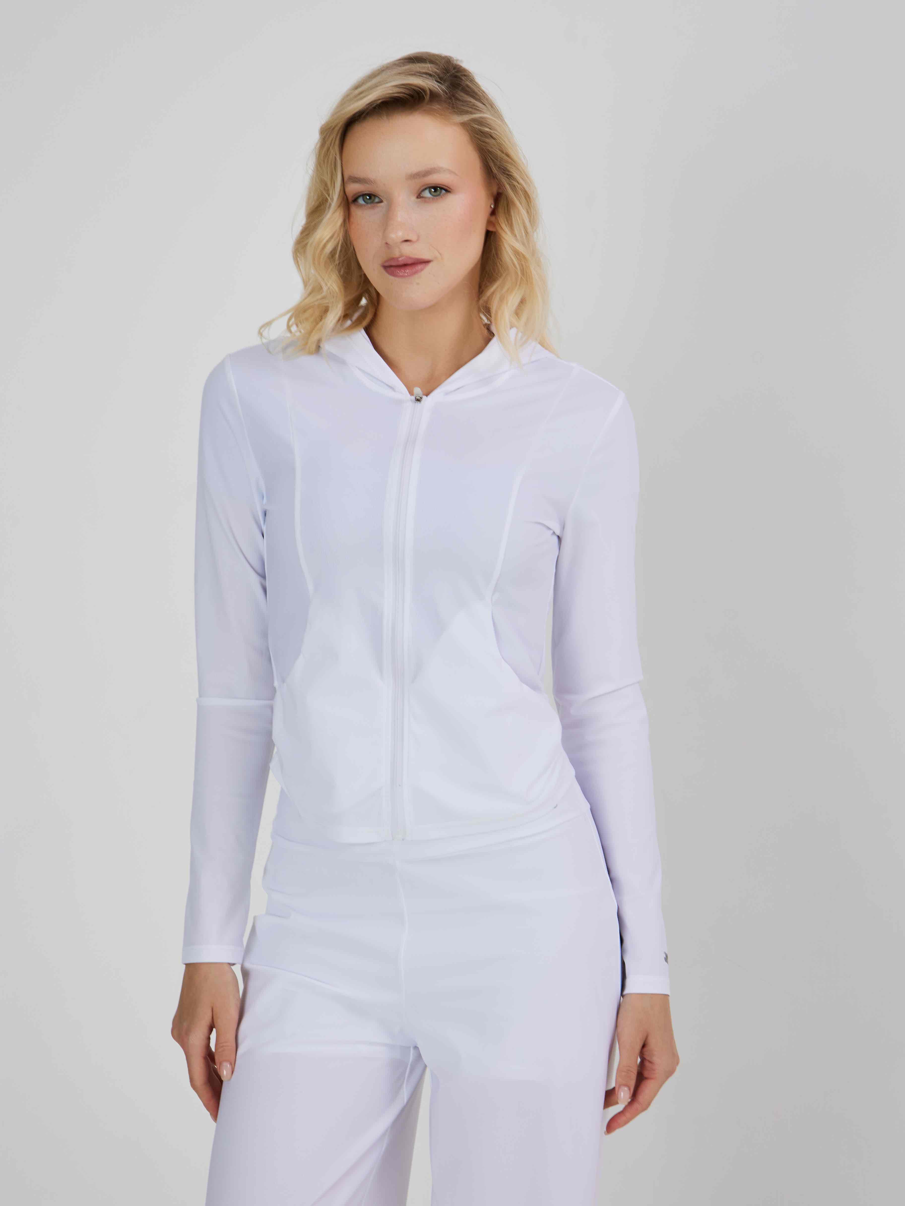 Рашгард на молнии с карманами, из тонкой ткани в клеточку SPF50, приталенного силуэта