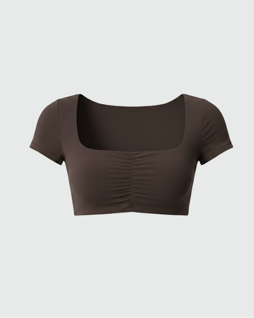 Топ с коротким рукавом со сборкой на груди