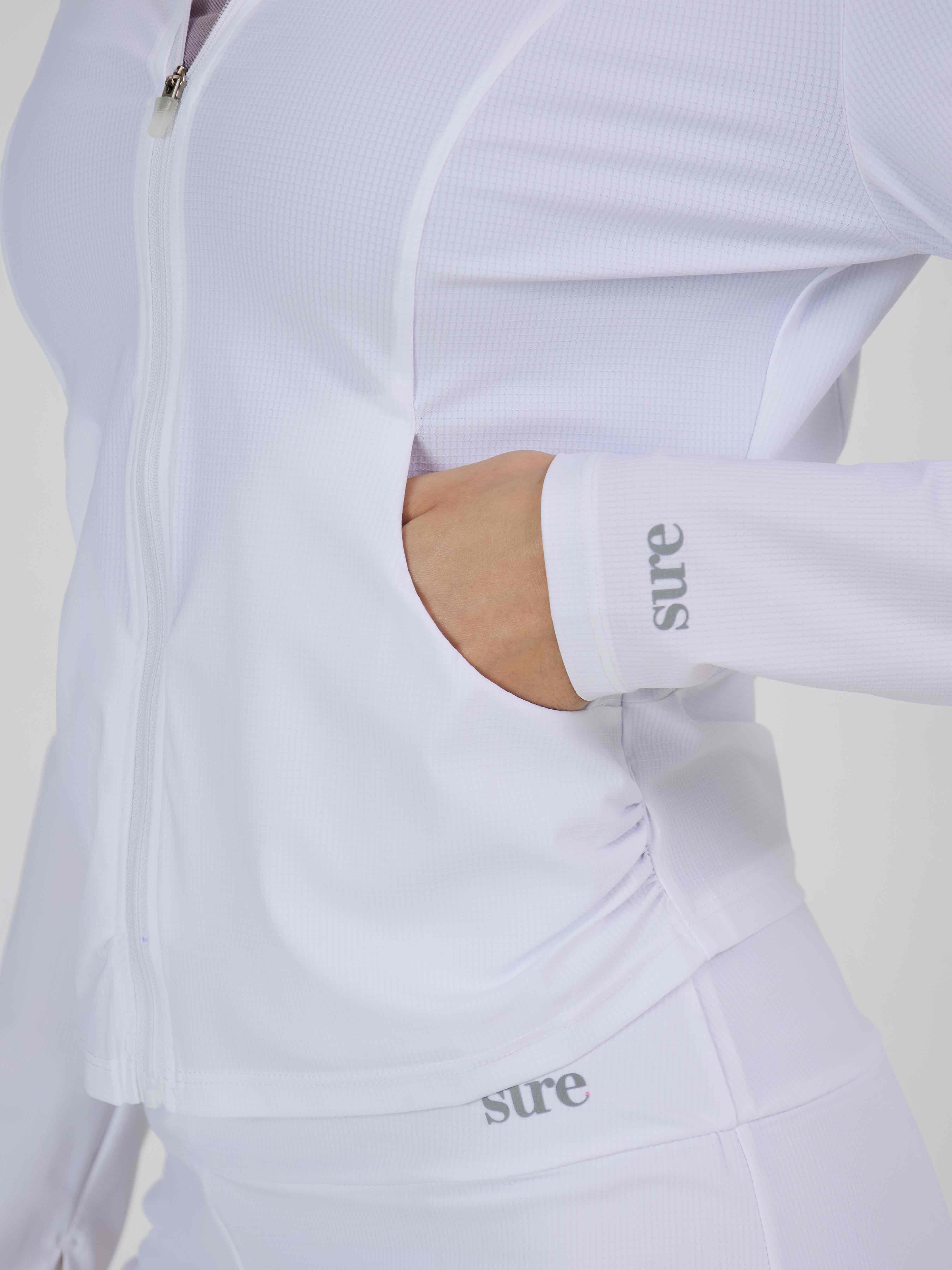 Рашгард на молнии с карманами, из тонкой ткани в клеточку SPF50, приталенного силуэта