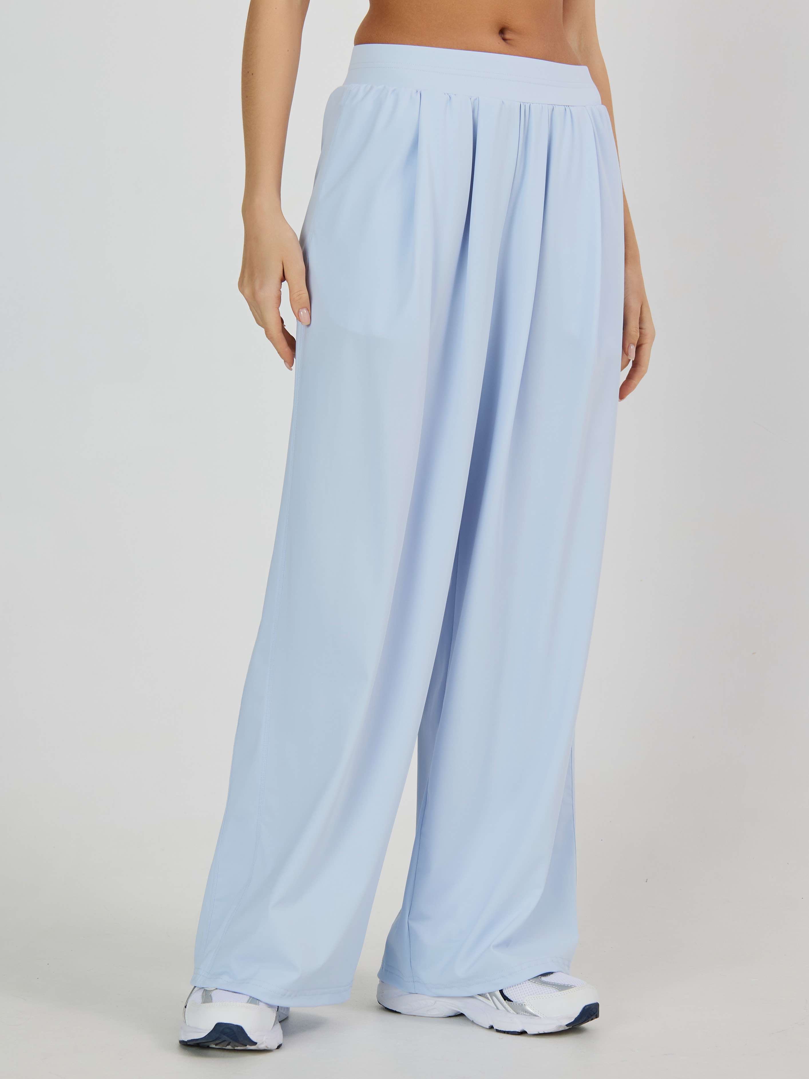 Брюки на резинке широкие из тонкой ткани SPF50