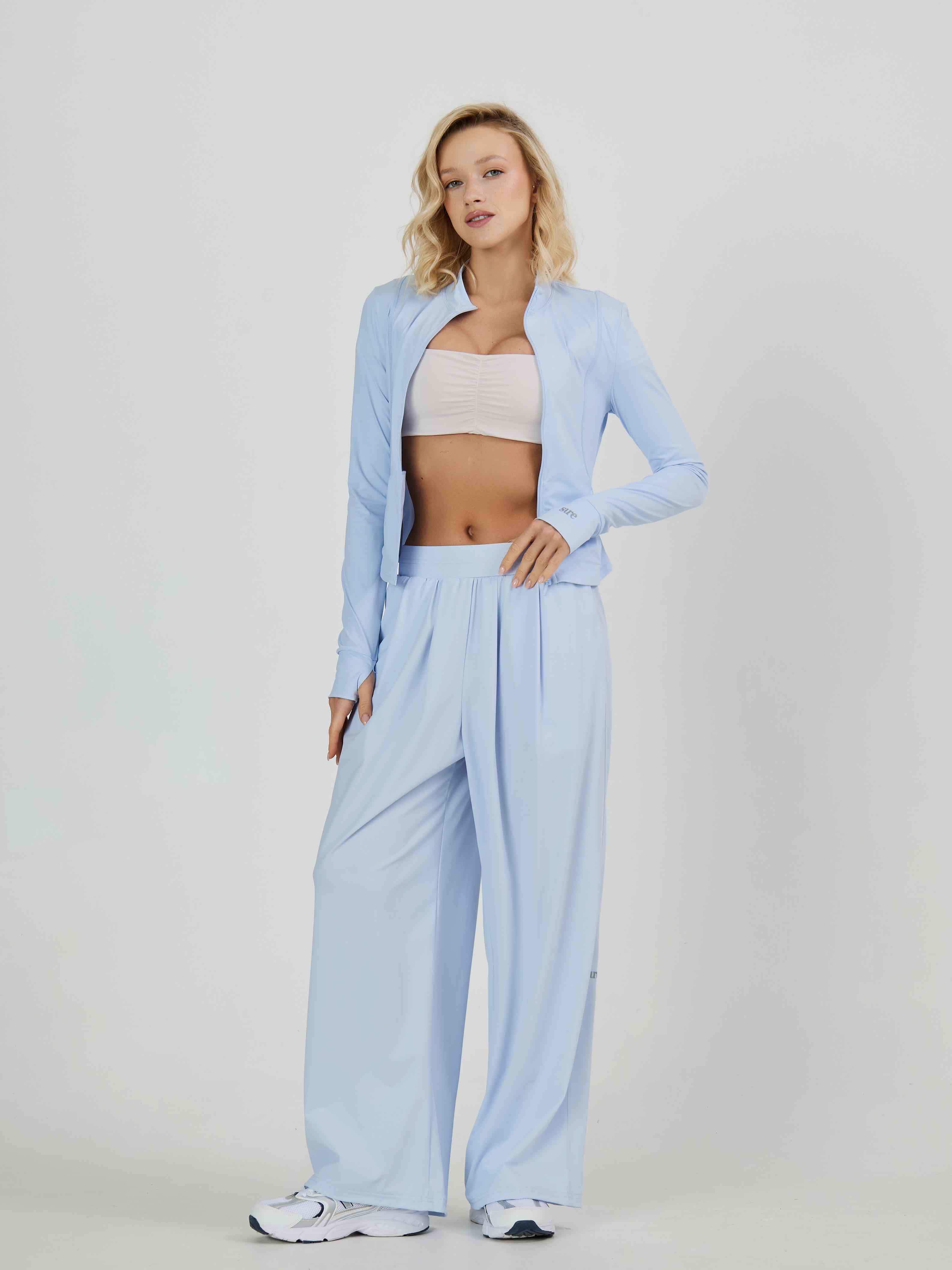 Брюки на резинке широкие из тонкой ткани SPF50