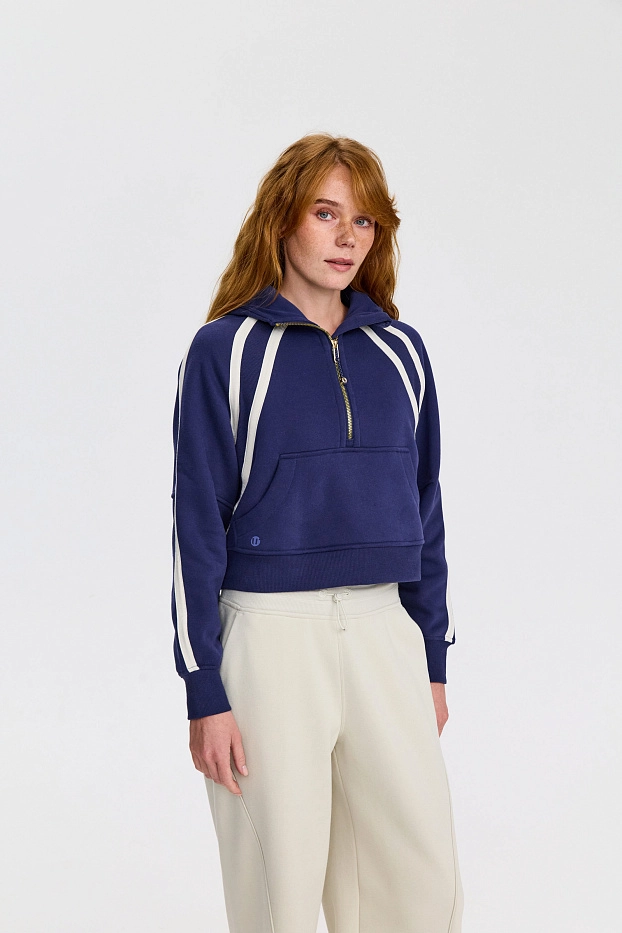 Худи оверсайз 1/2 zip с контрастными полосками UL