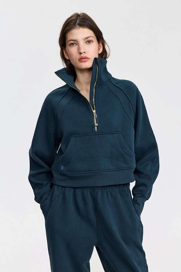 Свитшот оверсайз 1/2 zip с воротником UL
