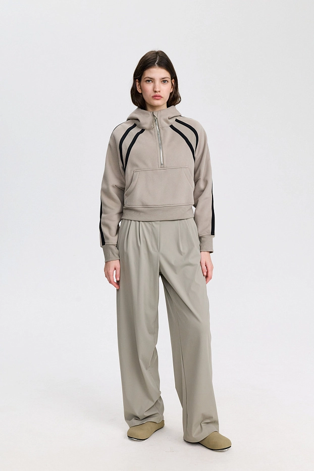 Худи оверсайз 1/2 zip с контрастными полосками UL