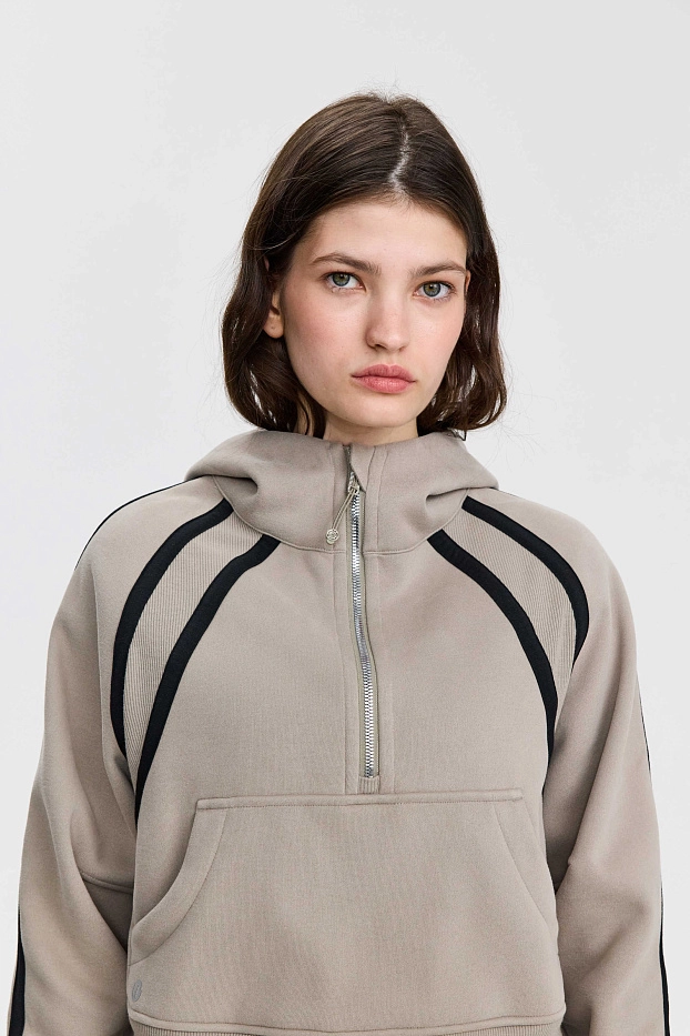 Худи оверсайз 1/2 zip с контрастными полосками UL