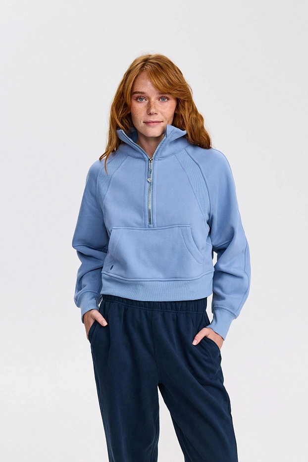 Свитшот оверсайз 1/2 zip с воротником UL