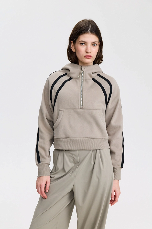 Худи оверсайз 1/2 zip с контрастными полосками UL
